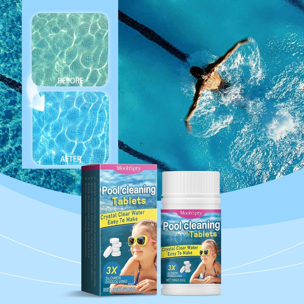 💧Pool-Reinigungstabletten für kristallklares Wasser