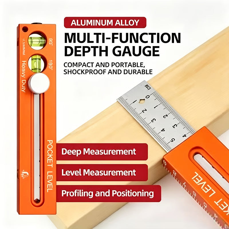 📏 50% RABATT! 🔧 Multifunktionales Markier-Lineal mit Wasserwaage – Präzises Anzeichnen, integrierte Libelle & ideal für Holzarbeiten, Fliesenlegen und DIY-Projekte 🛠️
