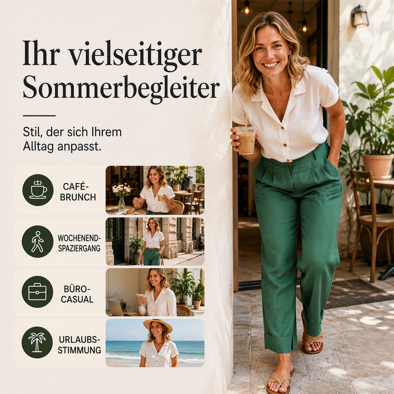 Ein absolutes Must-have🔥👖 Leichte Hose aus einem Leinen-Mix – mit fließendem Fall und klassisch geradem Bein, ideal für die Arbeit oder das Wochenende