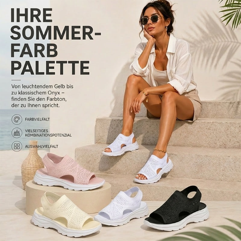 Atmungsaktive Plateau-Sandalen aus Mesh für Damen