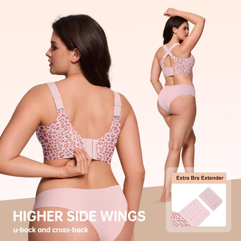 Damen Bügelfreier BH mit Leopardenmuster – 3D-Halt, Memory-Foam & Formgebung | M–5XL