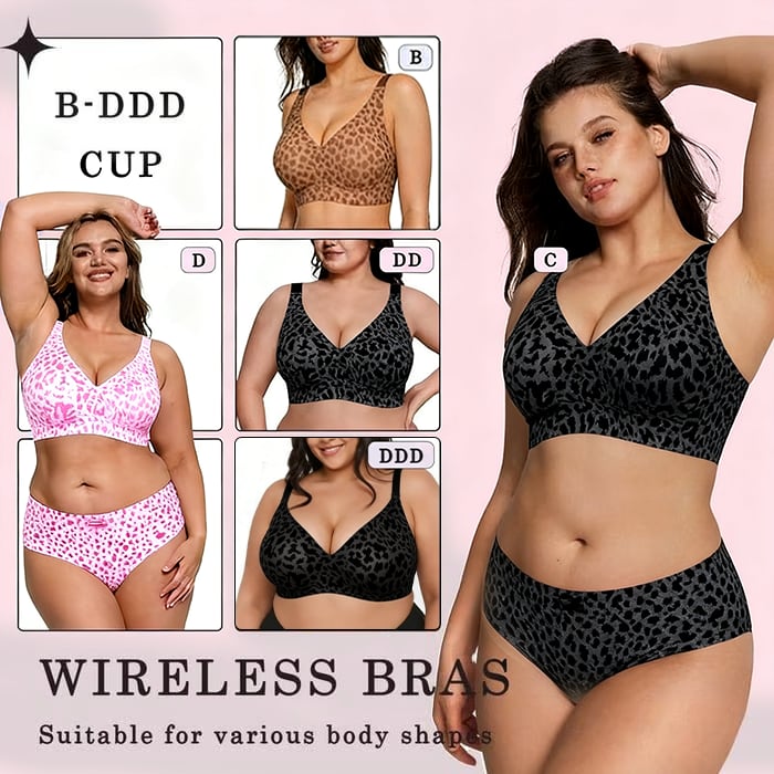 Damen Bügelfreier BH mit Leopardenmuster – 3D-Halt, Memory-Foam & Formgebung | M–5XL