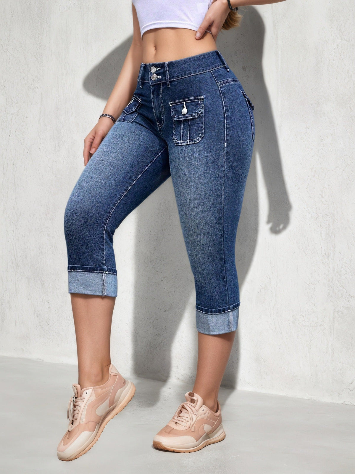 Caprihose für Damen aus Stretch-Denim in Slim-Fit-Passform