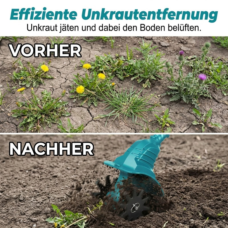 🌿50 % RABATT⚡ Akku-Motorhacke | Leistungsstarke Bodenlockerung · Verstellbarer Teleskopstiel · Lange Akkulaufzeit · Robuste Messer · Einfaches Gärtnern