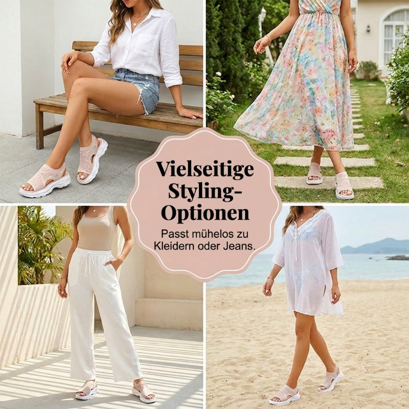 Atmungsaktive Plateau-Sandalen aus Mesh für Damen