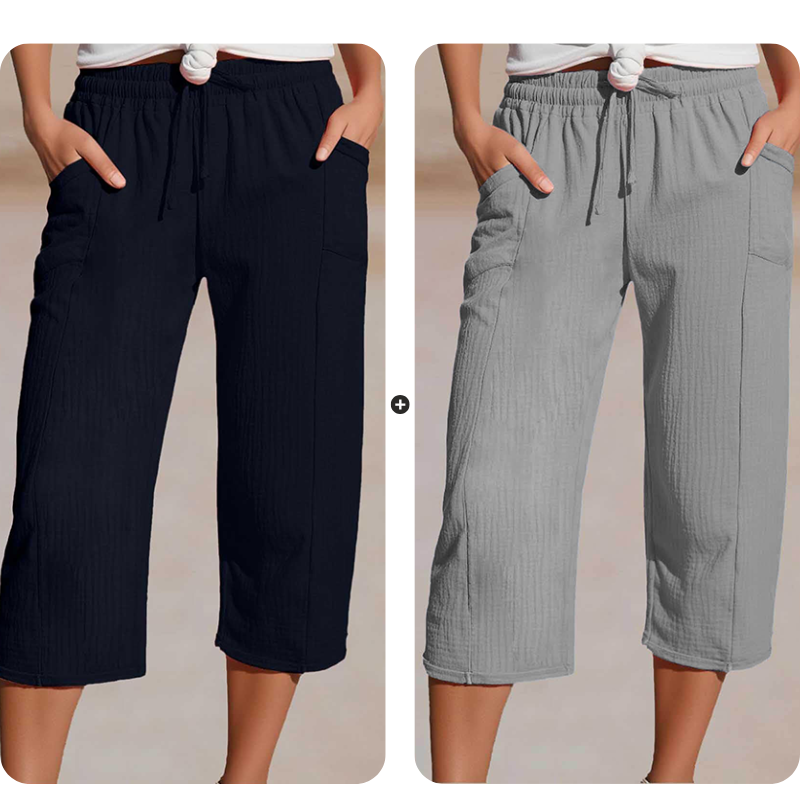 🌿 50% RABATT ✨ Damen Baumwoll-Leinen Hose mit Falten – luftig, bequem & stilvoll 👖