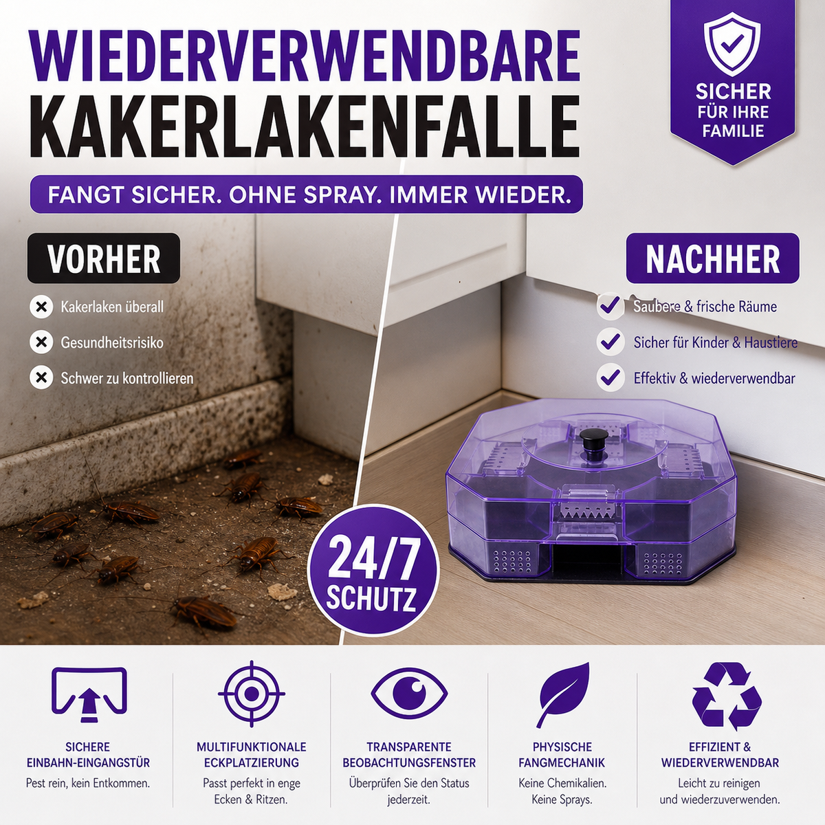 🥳HEISSER SALE 2026🥳💞50.000+ VERKAUFT!❤️🚫 Wiederverwendbare Kakerlakenfalle
