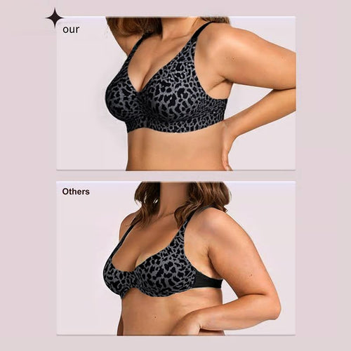 Damen Bügelfreier BH mit Leopardenmuster – 3D-Halt, Memory-Foam & Formgebung | M–5XL