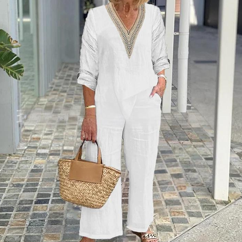 ✨ HALBPREIS DEAL 👗 Damen Set: V-Ausschnitt Bluse + weite Hose 💃 zeitlos elegant & perfekt für jeden Anlass 💫