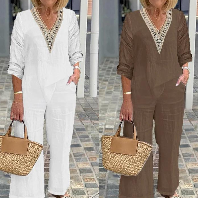 ✨ HALBPREIS DEAL 👗 Damen Set: V-Ausschnitt Bluse + weite Hose 💃 zeitlos elegant & perfekt für jeden Anlass 💫