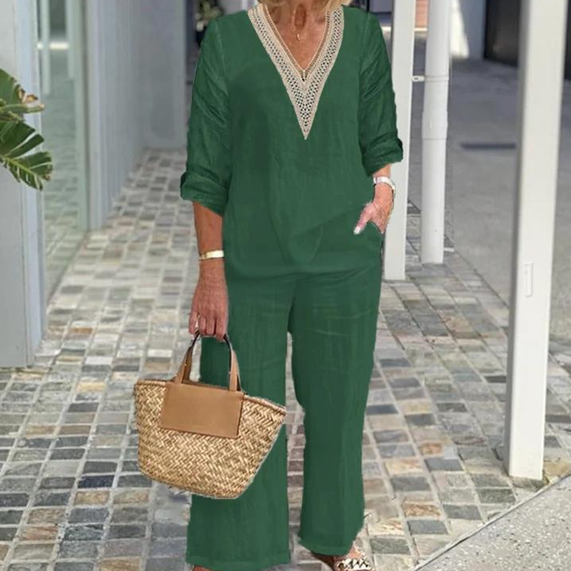 ✨ HALBPREIS DEAL 👗 Damen Set: V-Ausschnitt Bluse + weite Hose 💃 zeitlos elegant & perfekt für jeden Anlass 💫