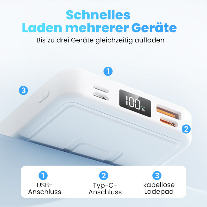 Magnetische Powerbank 5000mAh – 20W Schnellladung, kabelloses Laden & integrierter Ständer für Reise und Büro