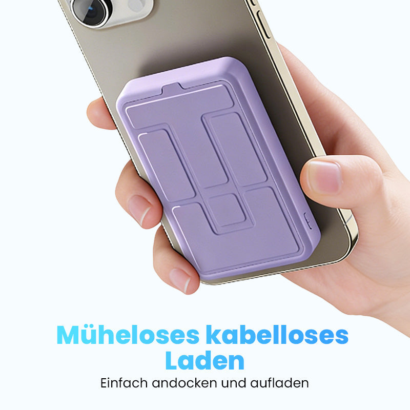Magnetische Powerbank 5000mAh – 20W Schnellladung, kabelloses Laden & integrierter Ständer für Reise und Büro