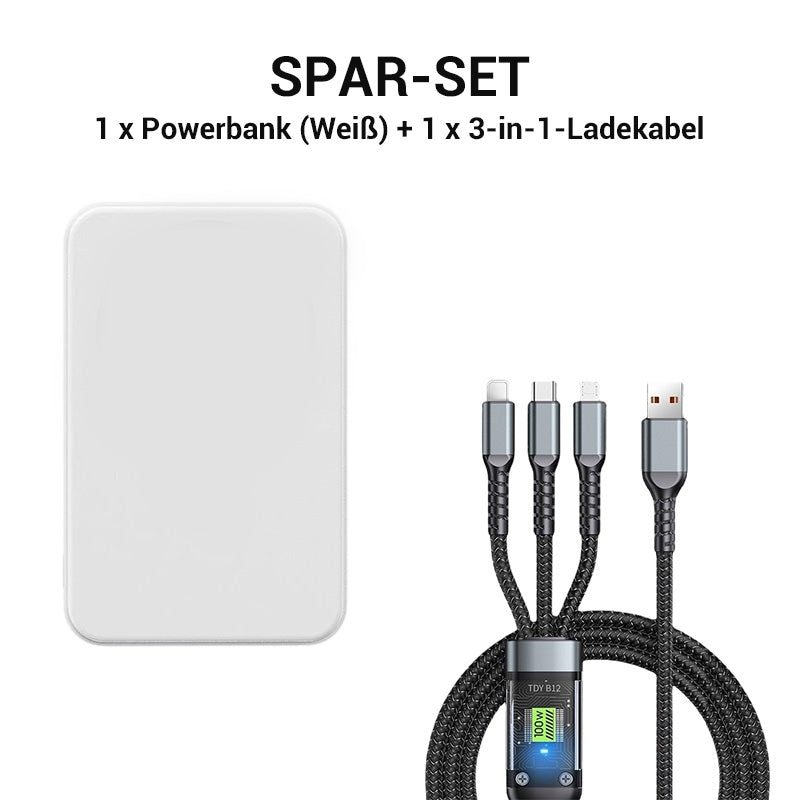 Magnetische Powerbank 5000mAh – 20W Schnellladung, kabelloses Laden & integrierter Ständer für Reise und Büro