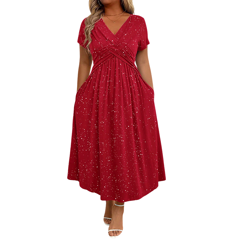 💗Elegantes Damenkleid mit V-Ausschnitt und gedrehter Vorderseite💗✨Lass deinen Charme strahlen