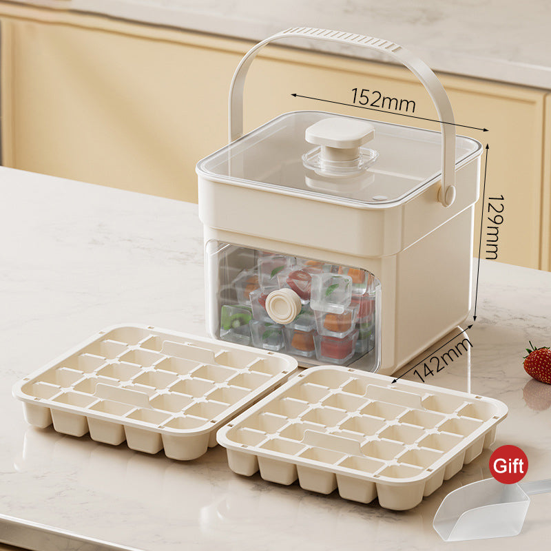 🧊 Eiswürfelform mit Aufbewahrungsbehälter und Ein-Knopf-Bedienung