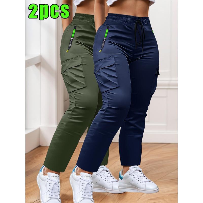 2-teiliges Damen-Arbeitshosen-Set – Nicht dehnbare, lange Hose mit verstellbarem Kordelzugbund für Sport, Outdoor-Aktivitäten und Alltag