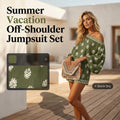 Frühlingserwachen: 50% Rabatt!💕Sommer-Traum: Bohème Jumpsuit-Set mit Off-Shoulder & Vintage-Print
