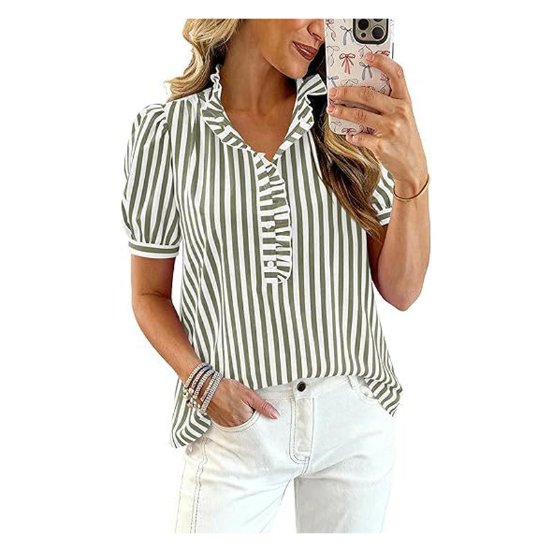 💥Zeitlich begrenzter 49%-Rabatt Geschenk💕Lässiges Damen-Top mit Rüschen und Puffärmeln