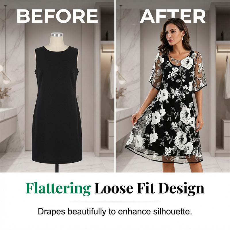 Elegantes Chiffonkleid für Damen mit Blumenmuster