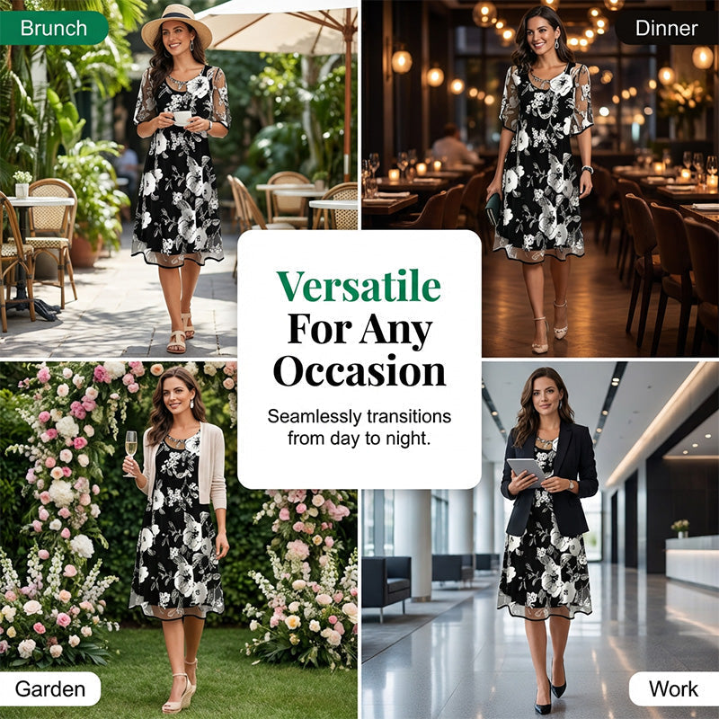 Elegantes Chiffonkleid für Damen mit Blumenmuster