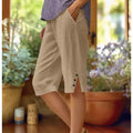 ⏳Zeitlich begrenztes Sonderangebot⏰Einfarbige Caprihose für Damen mit Seitentaschen