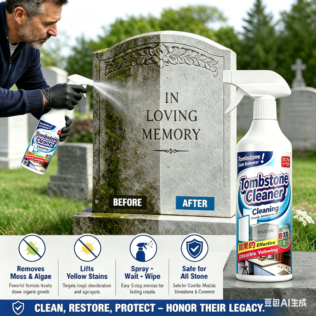 🔥Graveyard Moss Cleaner – Multifunktionales Fleckenentfernungsspray – entfernt professionell Moos und Schmutz von Grabsteinen, Steinreiniger
