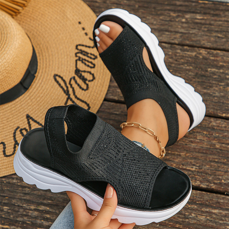 Atmungsaktive Plateau-Sandalen aus Mesh für Damen