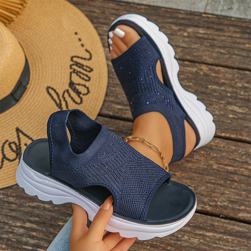 Atmungsaktive Plateau-Sandalen aus Mesh für Damen