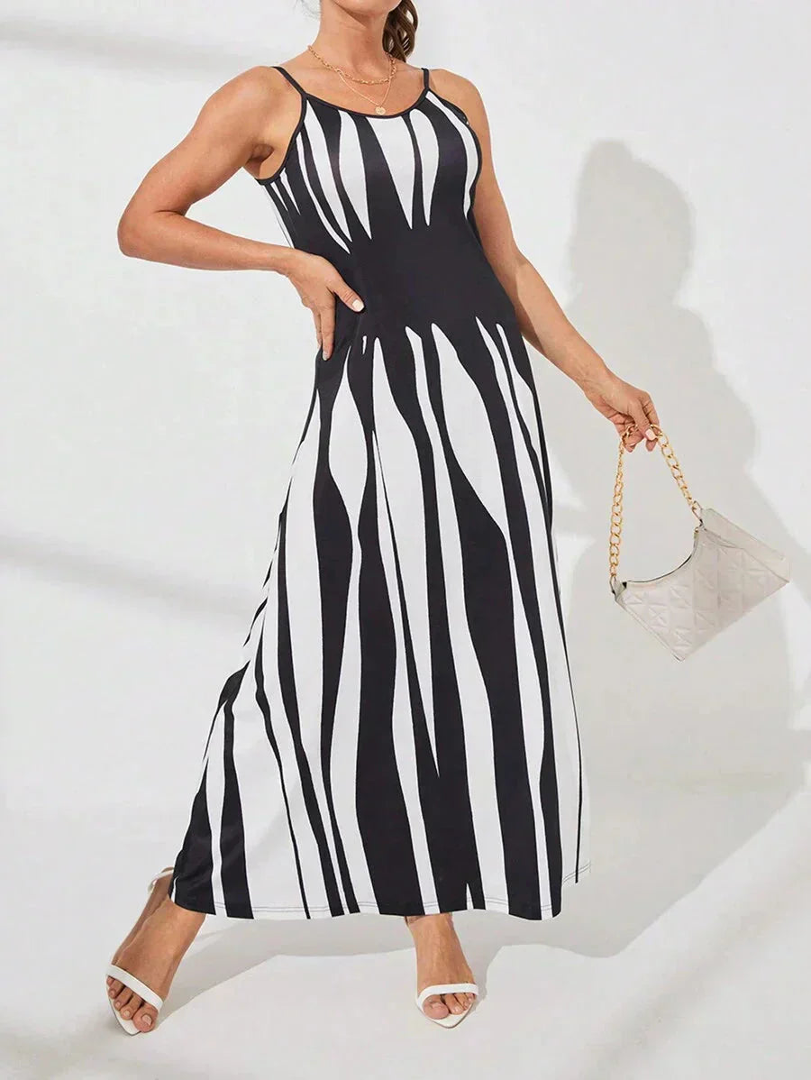 👗Elegantes Träger-Maxikleid mit Druckmuster, bequem für Alltag & Urlaub
