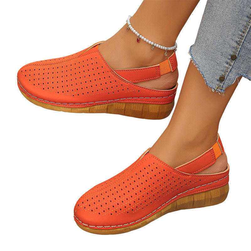 👡Lässige perforierte Keilabsatz-Slingback-Sandalen für Damen✨