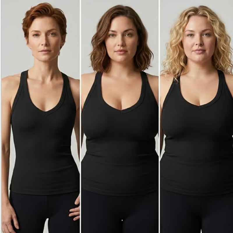 🥳Damen-Tanktop mit schmaler Passform und Polsterung