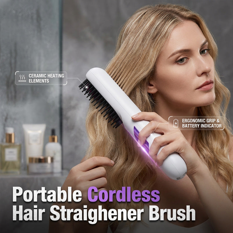 🔥Zeitlich begrenztes Angebot-Cordless Ceramic Hair Straightener Brush