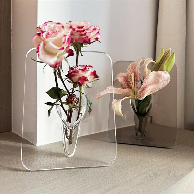 💐 Kreativer Acryl-Bilderrahmen mit Vase – transparentes Design als 2-in-1 Deko-Objekt, ideal für Trockenblumen & Fotos 🖼️