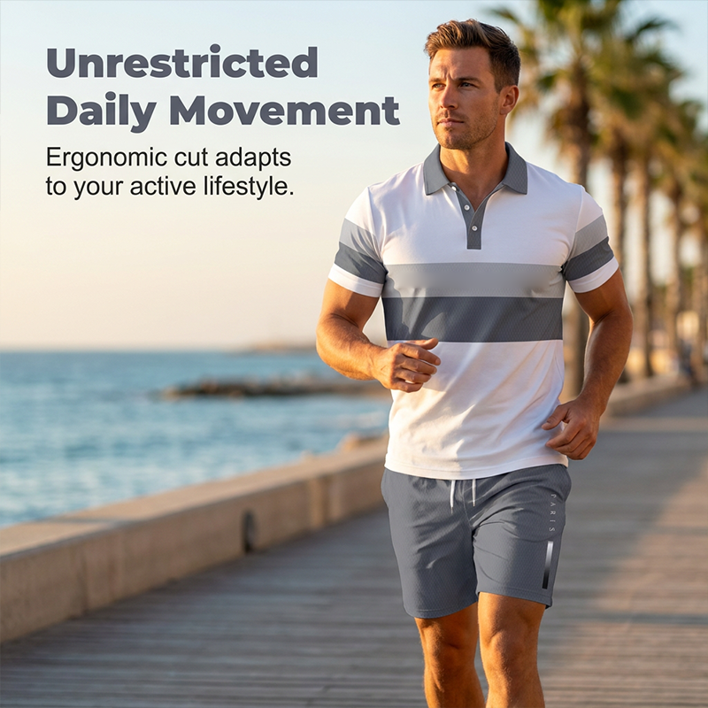 Versandkostenfrei⏰ Nur noch heute 50% Rabatt! 👕 Herren 2-teiliges Freizeit Set mit gestreiftem Polo-Shirt & passenden Shorts, atmungsaktiver weicher Stoff, figurfreundlicher Schnitt für Sommer, Reisen und Alltag ✨
