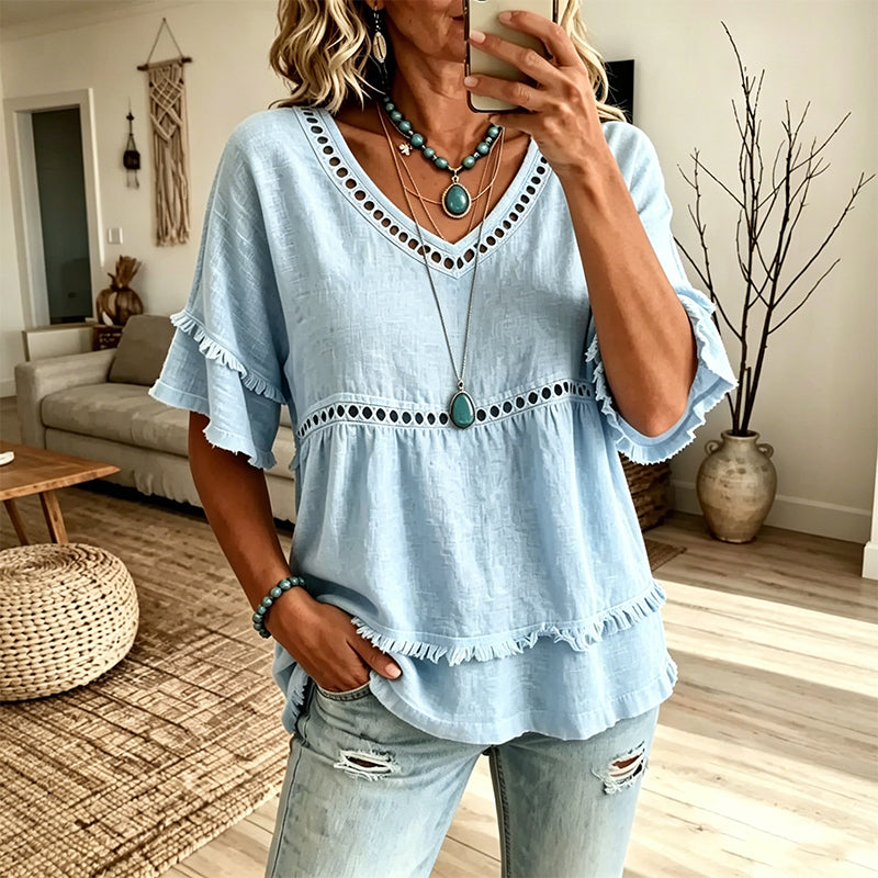 ⏰ Letzte Welle – Lager fast leer – 50% endet jederzeit ✨Bohemian-Top für Damen mit Aussparungen und Fransen