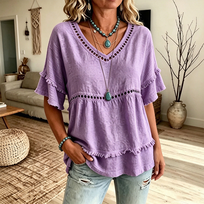 ⏰ Letzte Welle – Lager fast leer – 50% endet jederzeit ✨Bohemian-Top für Damen mit Aussparungen und Fransen