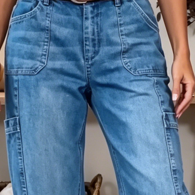 ✈️Versandkostenfrei🔥 Letzter Tag! 50% Rabatt Damen 3/4 Cargo Jeans ✨ Lässige elastische verkürzte Jeans für Alltag & Freizeit