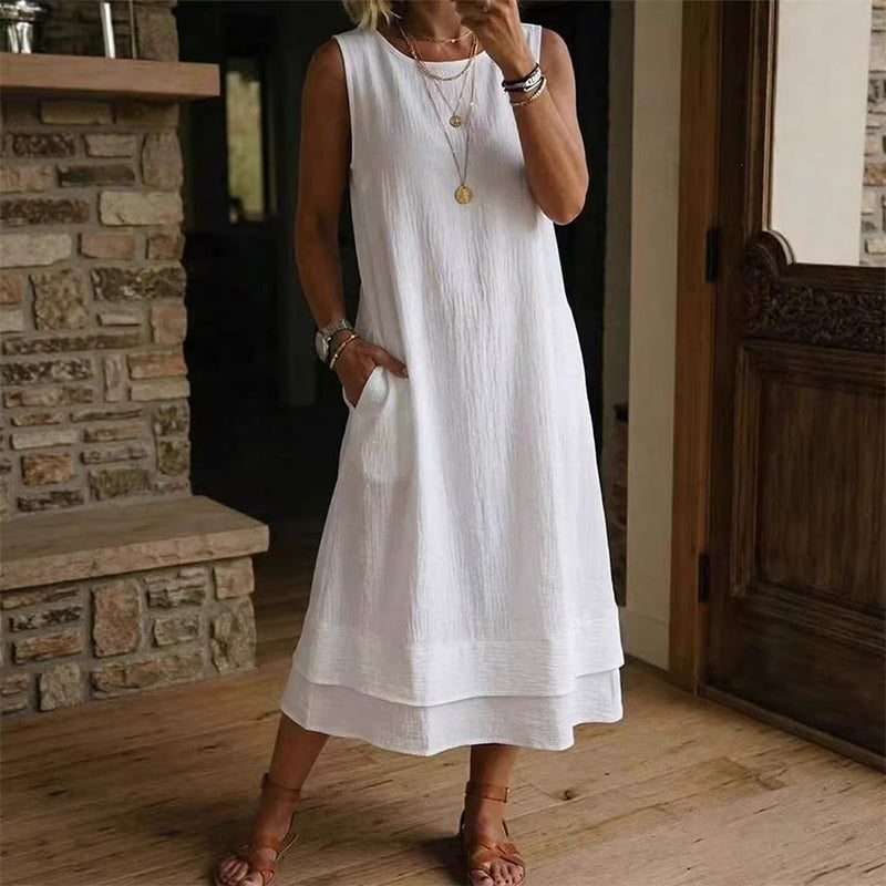 ⌛✨Zeitlich begrenztes Angebot – Ärmelloses Sommerkleid mit Stufenschnitt für Damen