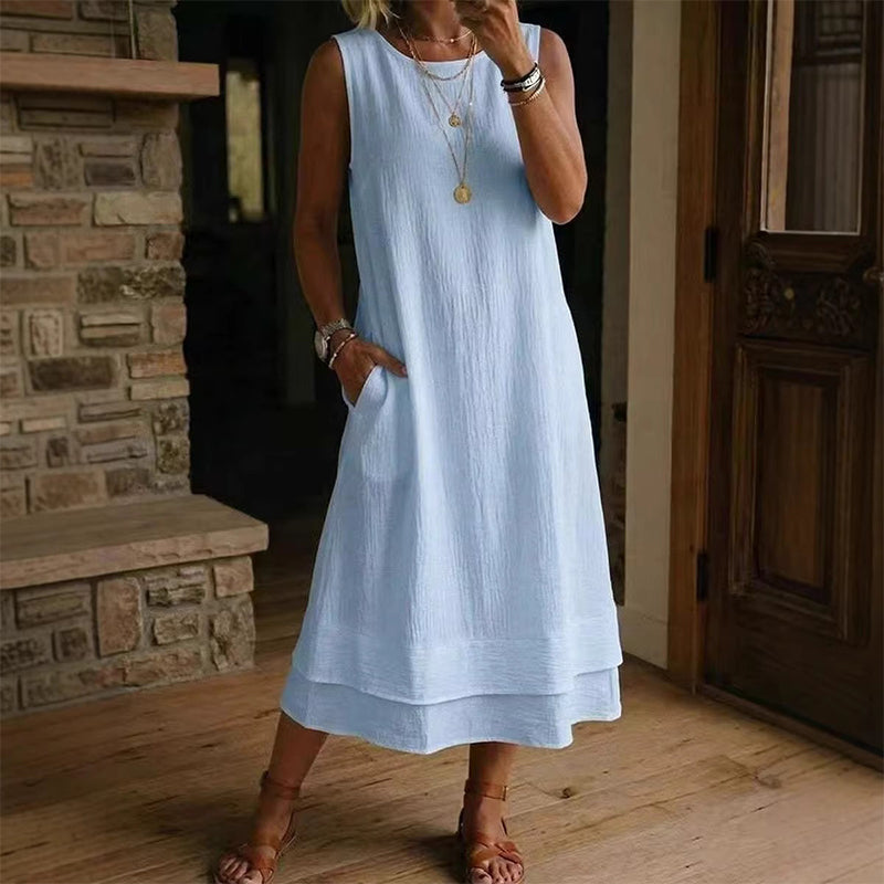 ⌛✨Zeitlich begrenztes Angebot – Ärmelloses Sommerkleid mit Stufenschnitt für Damen