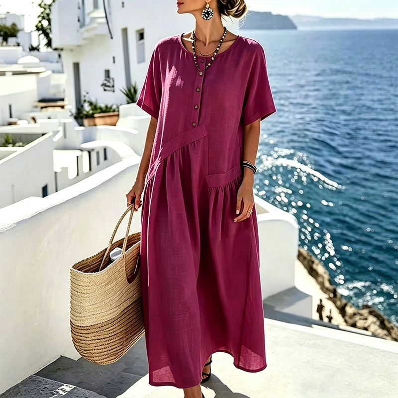 💎 Der Sommerhit 2026 – der Wahnsinn! 👗Maxikleid für Damen mit Knopfleiste und kurzen Ärmeln