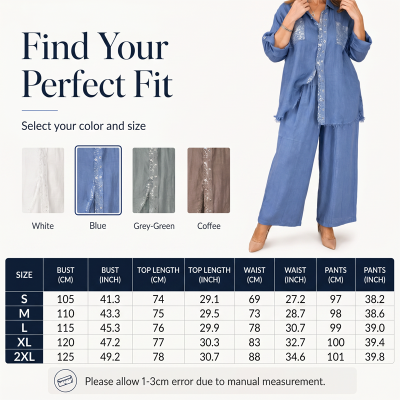 ⭐ 4,9 Sterne – nicht ohne Grund! Set aus Pailletten-Bluse und Hose mit weitem Bein für Damen