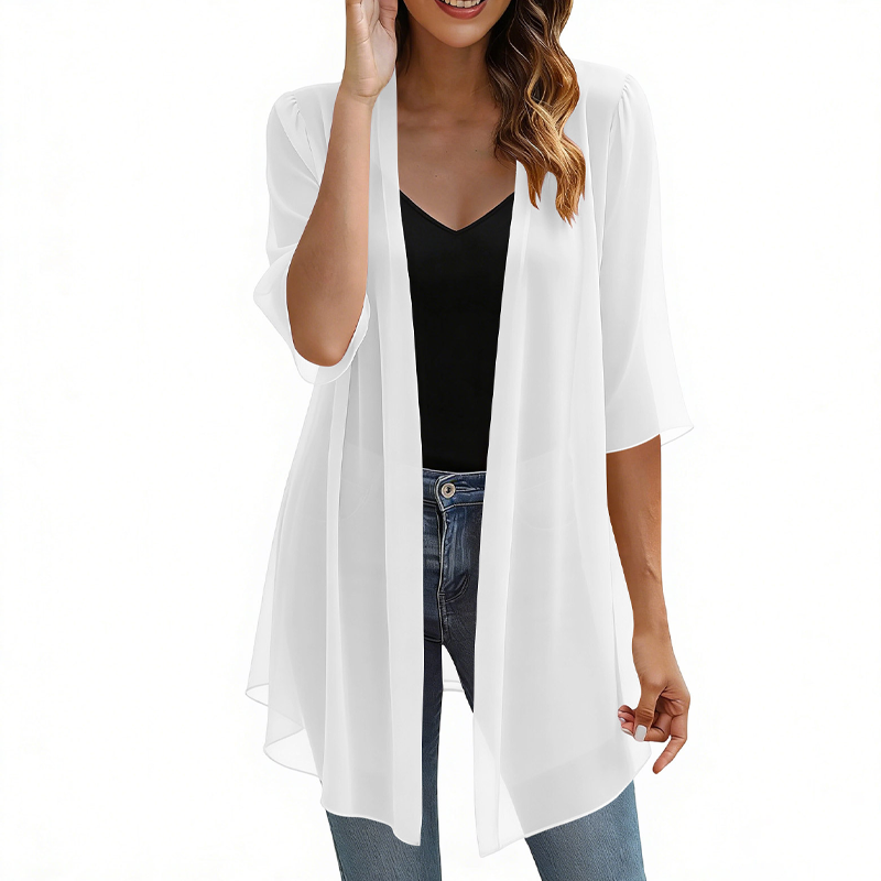 📢📢 Alle tragen es – noch nicht? Jetzt 50%!🌺Damen leichter Chiffon-Cardigan mit offener Vorderseite