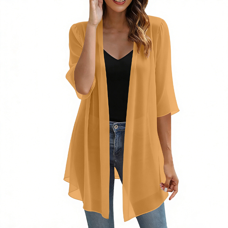 📢📢 Alle tragen es – noch nicht? Jetzt 50%!🌺Damen leichter Chiffon-Cardigan mit offener Vorderseite