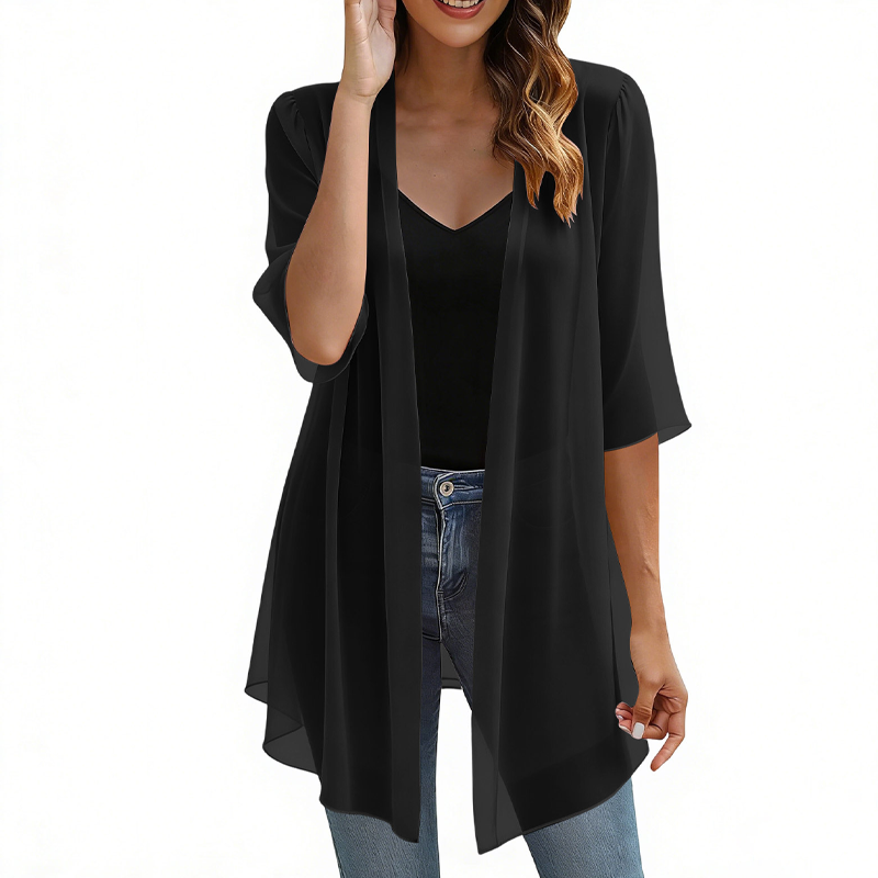 📢📢 Alle tragen es – noch nicht? Jetzt 50%!🌺Damen leichter Chiffon-Cardigan mit offener Vorderseite
