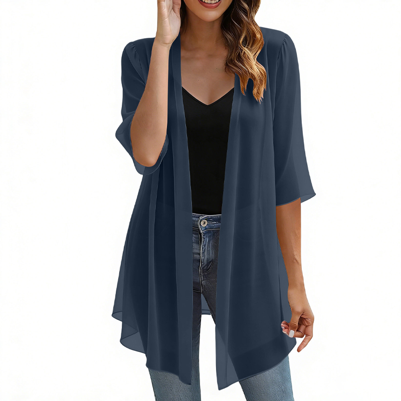 📢📢 Alle tragen es – noch nicht? Jetzt 50%!🌺Damen leichter Chiffon-Cardigan mit offener Vorderseite
