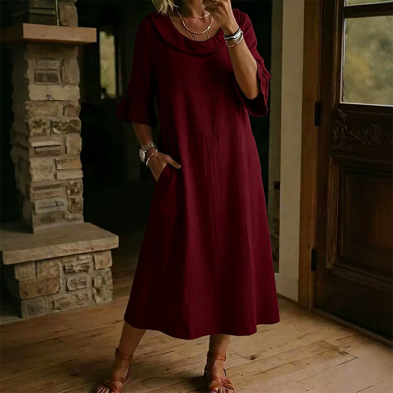 Damen lässiges Sommerkleid mit rundem Ausschnitt