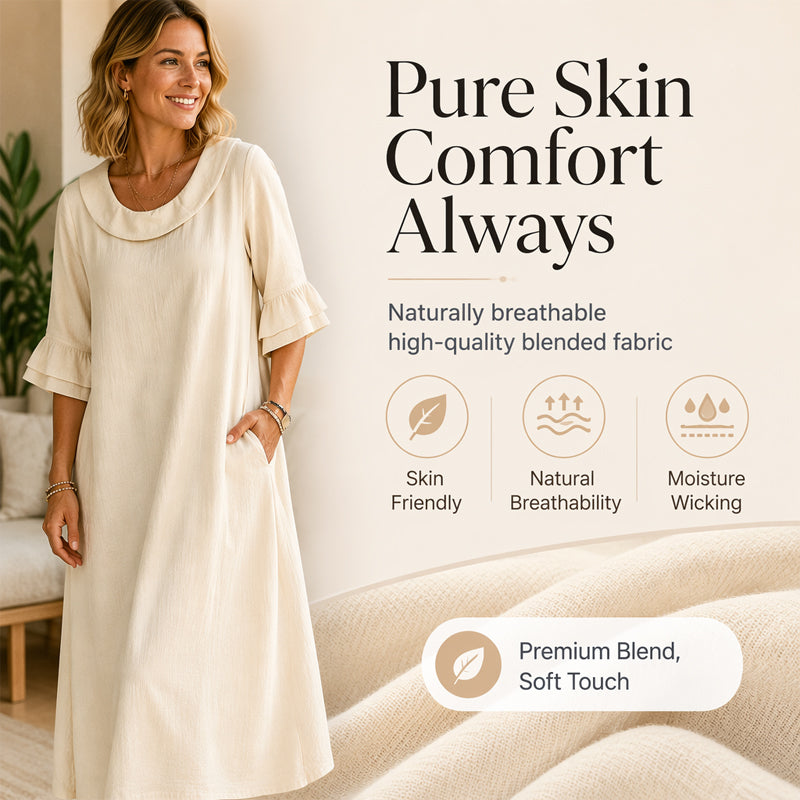Damen lässiges Sommerkleid mit rundem Ausschnitt