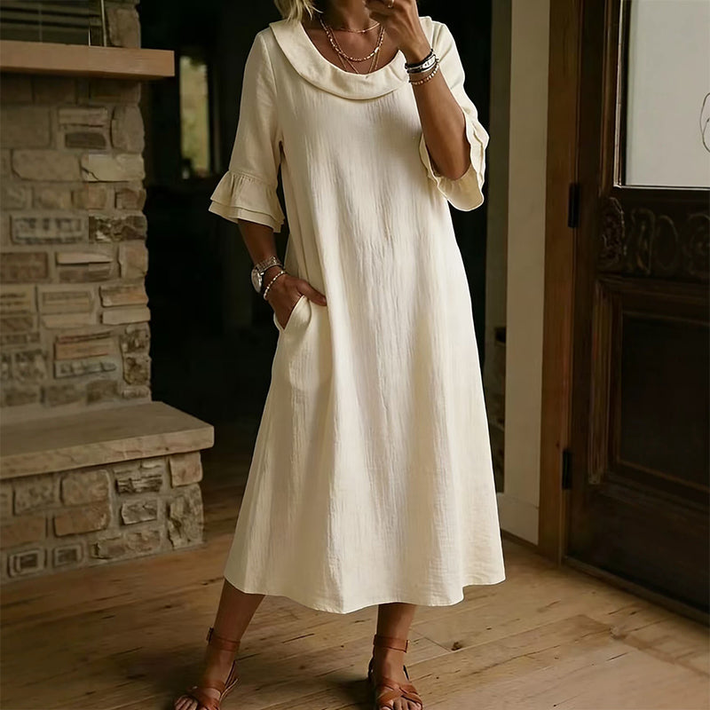 Damen lässiges Sommerkleid mit rundem Ausschnitt
