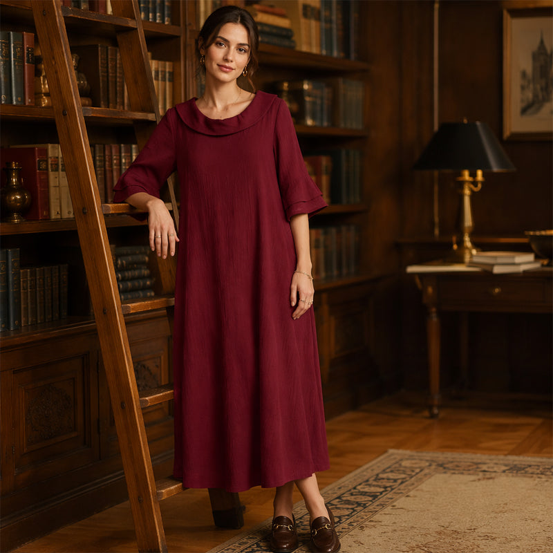 Damen lässiges Sommerkleid mit rundem Ausschnitt